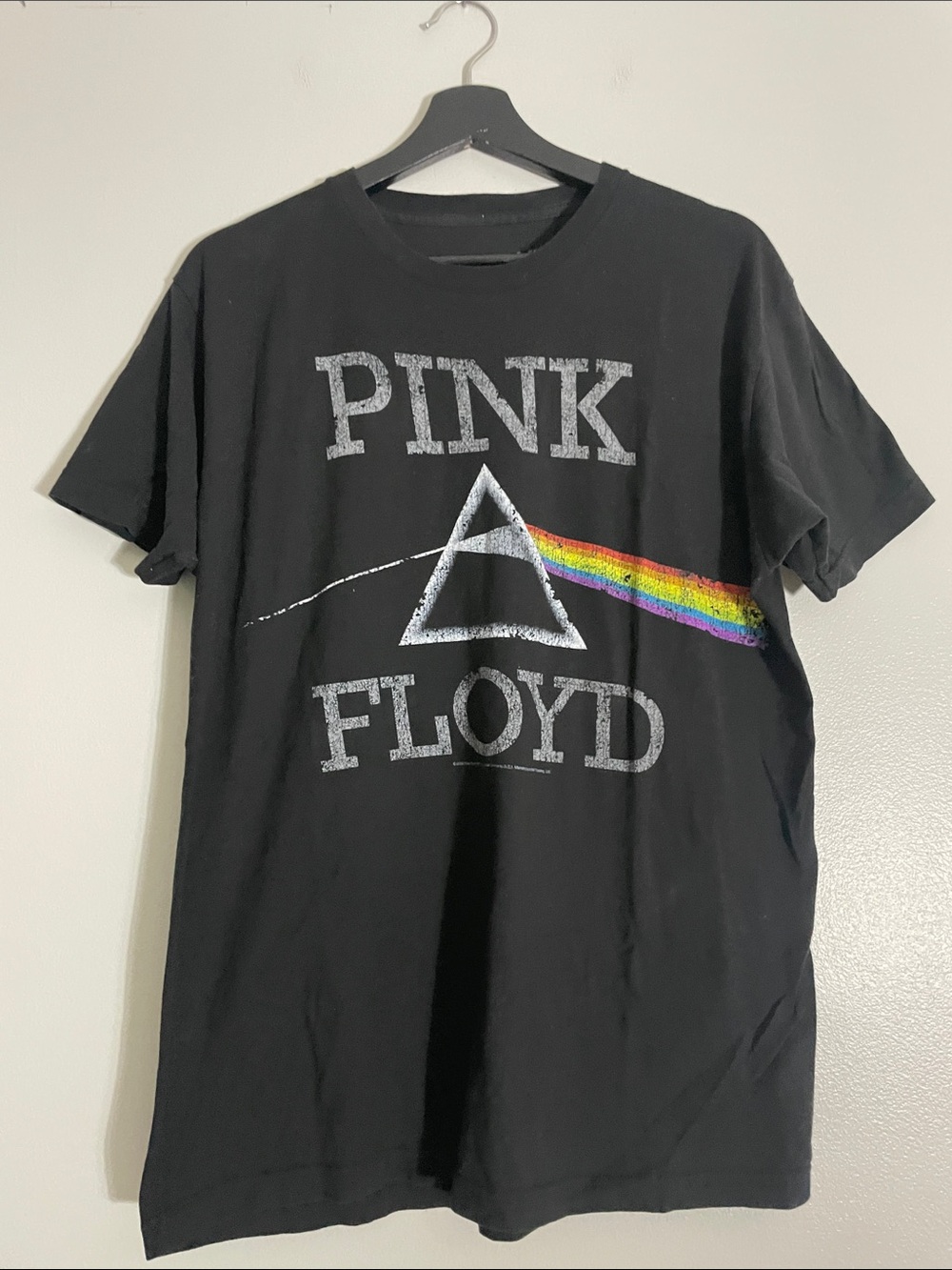 Pink Floyd Black Tee with Prism and Rainbow Stripe